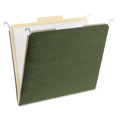 Hanging File Folders With Innovative Top Rail, Legal Size, 1/4-cut Tabs, Standard Green, 20/pack