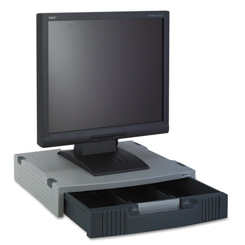 Basic Lcd Monitor/printer Stand, 15" X 11" X 3", Charcoal Gray/light Gray