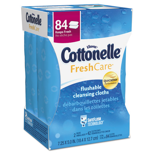 Fresh Care Flushable Cleansing Cloths, 1-ply, 5 X 7.25, White, 168/pack, 8 Packs/carton