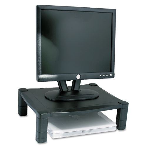 Two-level Monitor Stand, 17" X 13.25" X 3.5" To 7", Black, Supports 50 Lbs