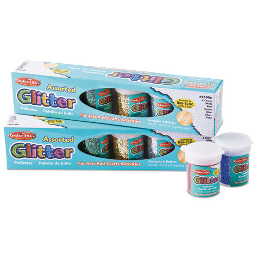 Charles Leonard Glitter Set, Assorted, 0.75 Oz Shaker-top Jar, 6/set