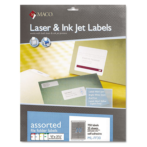 Cover-all Opaque File Folder Labels, Inkjet/laser Printers, 0.66 X 3.44, White, 30 Labels/sheet, 50 Sheets/box