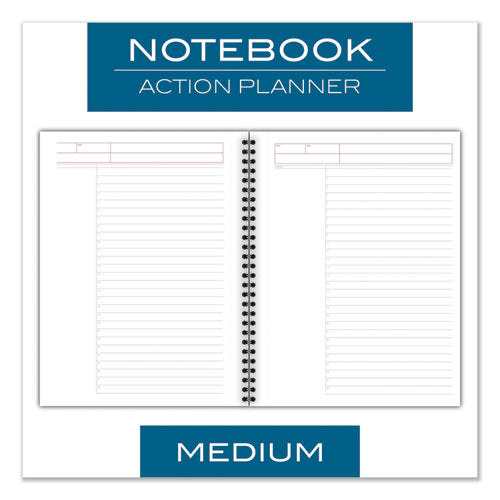 Wirebound Guided Action Planner Notebook, 1-subject, Project-management Format, Dark Gray Cover, (80) 9.5 X 7.5 Sheets