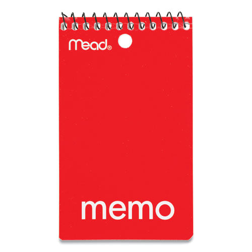 Wirebound Memo Pad With Wall-hanger Eyelet, Medium/college Rule, Randomly Assorted Cover Colors, 60 White 3 X 5 Sheets