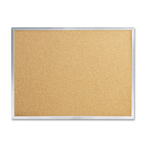 Cork Bulletin Board, 36 X 24, Natural Surface, Silver Aluminum Frame