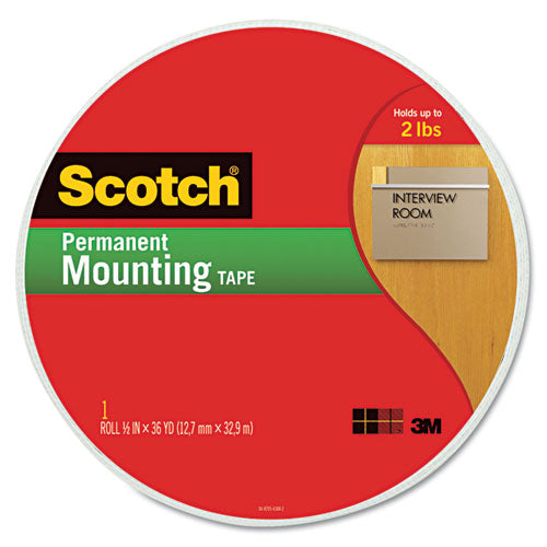 Permanent High-density Foam Mounting Tape, Holds Up To 2 Lbs, 0.75 X 350, White