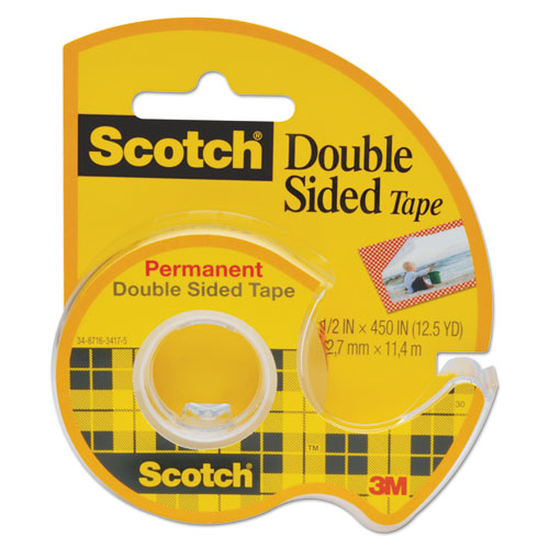 Double-sided Permanent Tape In Handheld Dispenser, 1" Core, 0.5" X 20.83 Ft, Clear