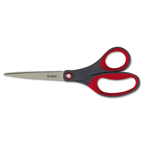 Precision Scissors, 8" Long, 3.13" Cut Length, Gray/red Straight Handle