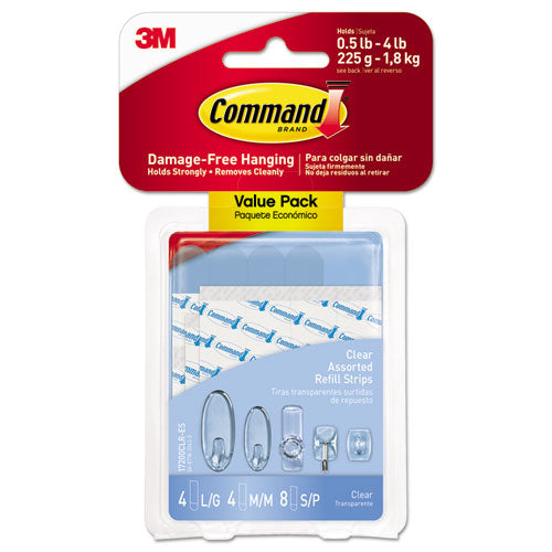 Assorted Refill Strips, Removable, (8) Small 0.75 X 1.75, (4) Medium 0.75 X 2.75, (4) Large 0.75 X 3.75, White, 16/pack