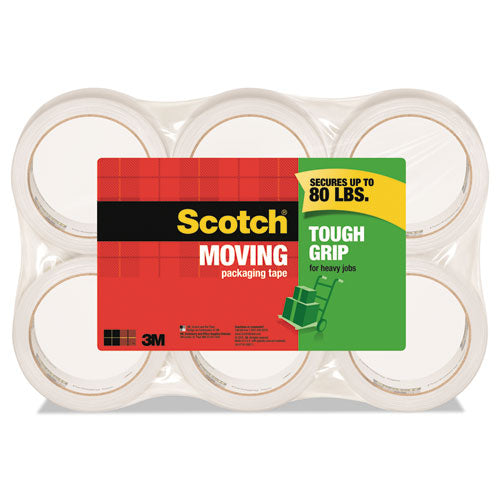 Tough Grip Moving Packaging Tape With Dispenser, 3" Core, 1.88" X 38.2 Yds, Clear, 2/pack