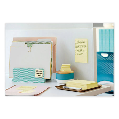 100% Recycled Paper Super Sticky Notes, Ruled, 4" X 6", Canary Yellow, 45 Sheets/pad, 4 Pads/pack