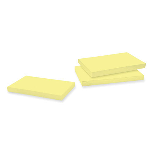 100% Recycled Paper Super Sticky Notes, 3" X 5", Canary Yellow, 70 Sheets/pad, 12 Pads/pack