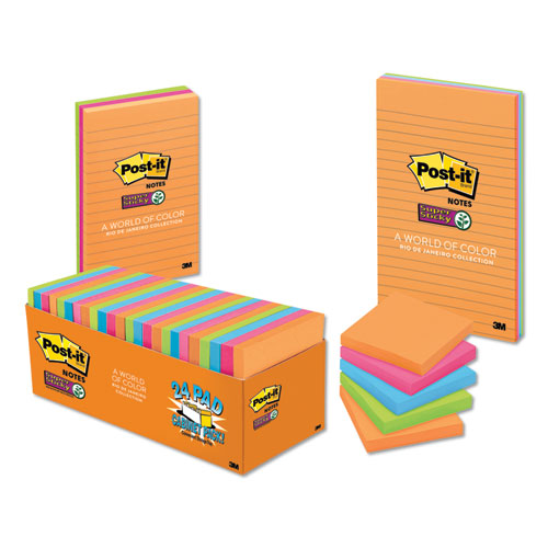 Pads In Energy Boost Collection Colors, Note Ruled, 4" X 4", 90 Sheets/pad, 6 Pads/pack
