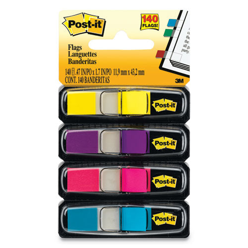 Small Page Flags In Dispensers, 0.5 X 1.75, Four Colors, 35/color, 4 Dispensers/pack