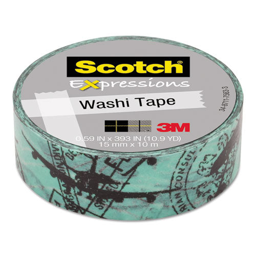 Expressions Washi Tape, 1.25" Core, 0.59" X 32.75 Ft, Green