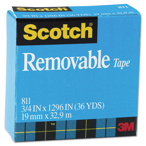 Removable Tape, 1" Core, 0.5" X 36 Yds, Transparent