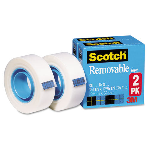 Removable Tape, 1" Core, 0.75" X 36 Yds, Transparent