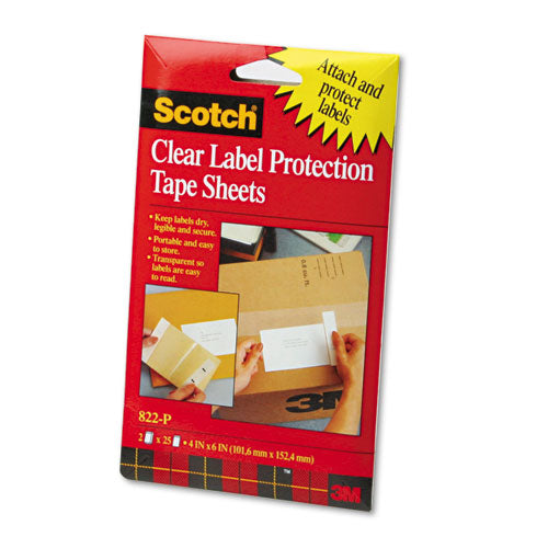 Scotchpad Label Protection Tape Sheets, 4" X 6", Clear, 25/pad, 2 Pads/pack