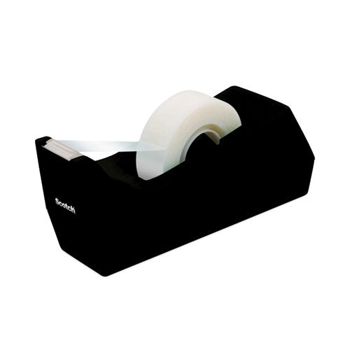 Desktop Tape Dispenser, Weighted Non-skid Base, 1" Core, Black