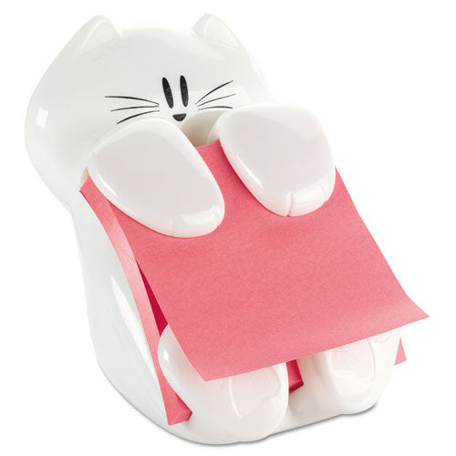Cat Notes Dispenser, For 3 X 3 Pads, White, Includes (2) Rio De Janeiro Super Sticky Pop-up Pad