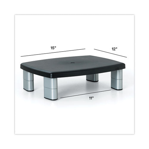 Adjustable Height Monitor Stand, 15" X 12" X 2.63" To 5.78", Black/silver, Supports 80 Lbs