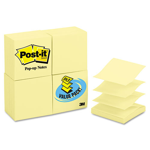 Original Canary Yellow Pop-up Refill, Note Ruled, 3" X 3", Canary Yellow, 100 Sheets/pad, 6 Pads/pack
