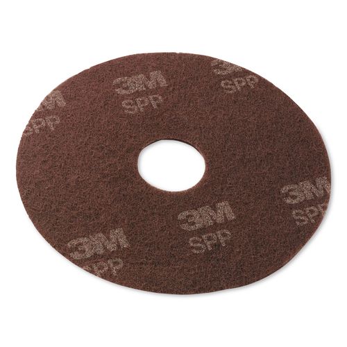 Surface Prep Floor Pads, 14" Diameter, Brown, 10/carton