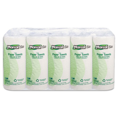 100% Premium Recycled Perforated Kitchen Roll Towels, 2-ply, 11 X 9, White, 70/roll, 15 Rolls/carton