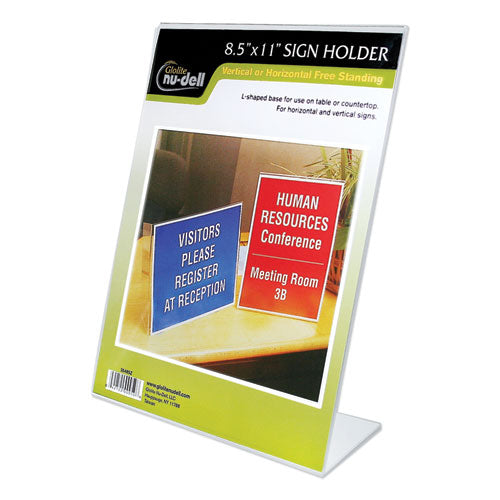 Clear Plastic Sign Holder, Stand-up, Slanted, 8.5 X 11