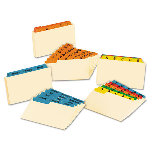 Manila Index Card Guides With Laminated Tabs, 1/5-cut Top Tab, A To Z, 3 X 5, Manila, 25/set