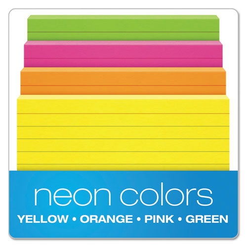 Ruled Index Cards, 3 X 5, Glow Green/yellow, Orange/pink, 100/pack