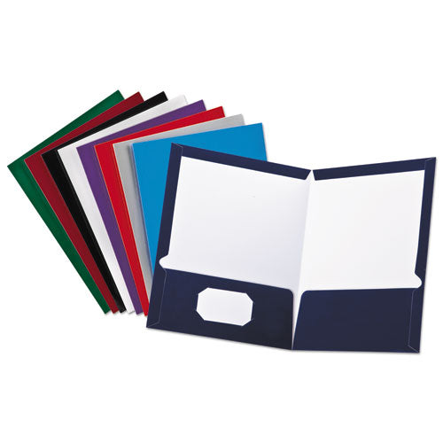 High Gloss Laminated Paperboard Folder, 100-sheet Capacity, 11 X 8.5, Black, 25/box