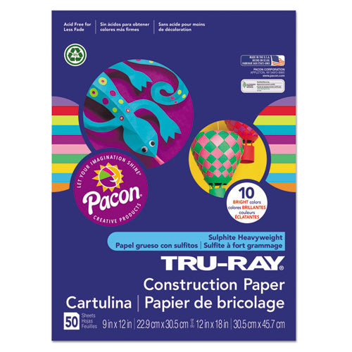 Tru-ray Construction Paper, 76 Lb Text Weight, 12 X 18, Assorted Standard Colors, 50/pack