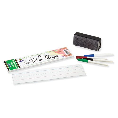 Dry Erase Sentence Strips, 24 X 3, Blue; Pink; Yellow, 30/pack