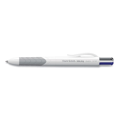 Inkjoy Quatro Multi-function Ballpoint Pen, Retractable, Medium 1mm, Assorted Business/fashion Ink Colors, White Barrel, 3/pk