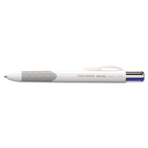 Inkjoy Quatro Multi-function Ballpoint Pen, Retractable, Medium 1mm, Assorted Business/fashion Ink Colors, White Barrel, 3/pk
