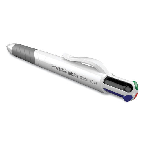 Inkjoy Quatro Multi-function Ballpoint Pen, Retractable, Medium 1mm, Assorted Business/fashion Ink Colors, White Barrel, 3/pk