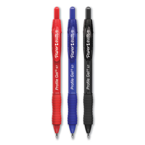 Profile Gel Pen, Retractable, Medium 0.7 Mm, Red Ink, Translucent Red Barrel, Dozen