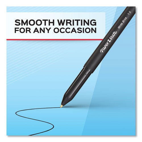 Write Bros. Ballpoint Pen, Stick, Fine 0.8 Mm, Black Ink, Black Barrel, Dozen