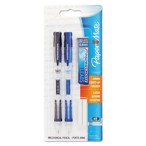 Clear Point Mechanical Pencil, 0.7 Mm, Hb (#2), Black Lead, Assorted Barrel Colors, 10/pack