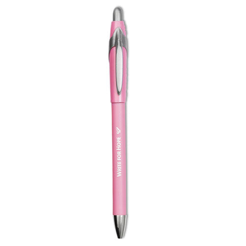 “write For Hope” Edition Flexgrip Elite Ballpoint Pen, Retractable, Medium 1 Mm, Black Ink, Pink Barrel, Dozen