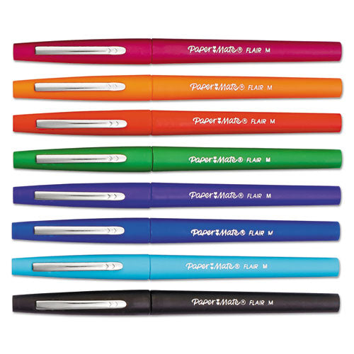 Point Guard Flair Felt Tip Porous Point Pen, Stick, Medium 0.7 Mm, Green Ink, Green Barrel, Dozen