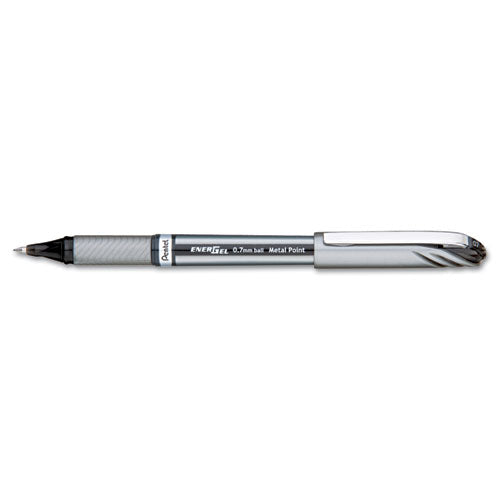 Energel Nv Gel Pen, Stick, Medium 0.7 Mm, Black Ink, Gray Barrel, Dozen