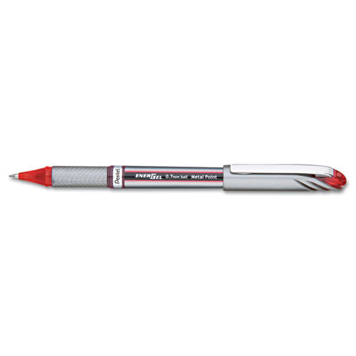 Energel Nv Gel Pen, Stick, Medium 0.7 Mm, Red Ink, Red Barrel, Dozen