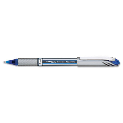 Energel Nv Gel Pen, Stick, Medium 0.7 Mm, Blue Ink, Blue Barrel, Dozen