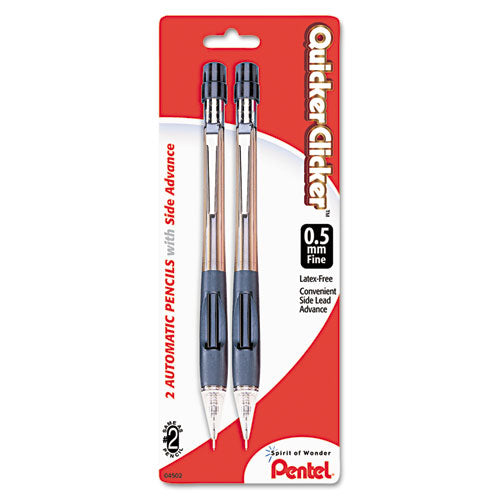 Quicker Clicker Mechanical Pencil, 0.5 Mm, Hb (#2.5), Black Lead, Smoke Barrel, 2/pack