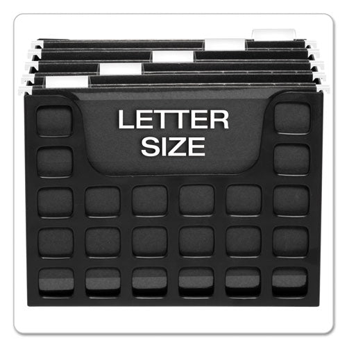 Desktop File With Hanging Folders, Letter Size, 6" Long, Black