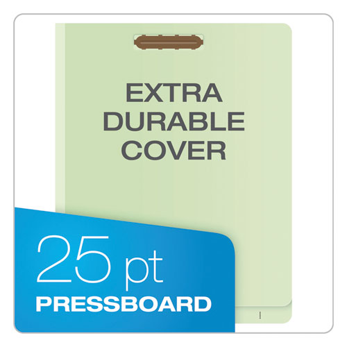 End Tab Classification Folders, 2.5" Expansion, 2 Dividers, 6 Fasteners, Letter Size, Pale Green Exterior, 10/box