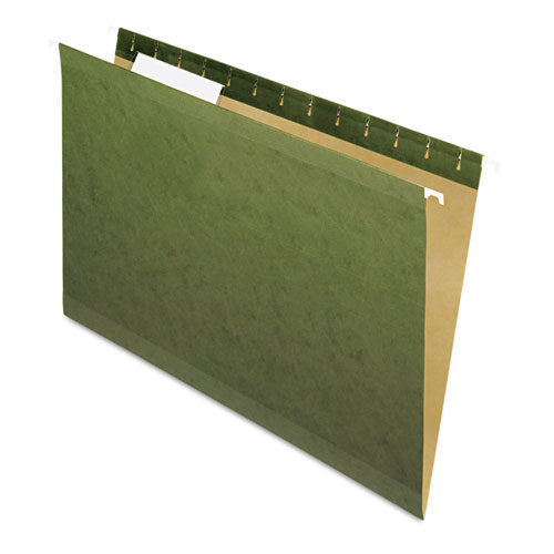 Reinforced Hanging File Folders With Printable Tab Inserts, Letter Size, 1/5-cut Tabs, Standard Green, 25/box