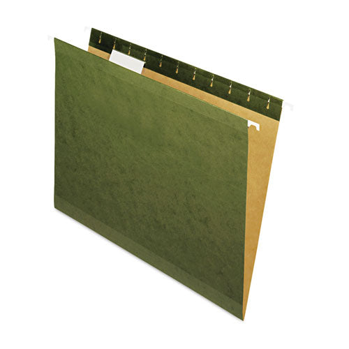 Reinforced Hanging File Folders With Printable Tab Inserts, Letter Size, 1/5-cut Tabs, Standard Green, 25/box